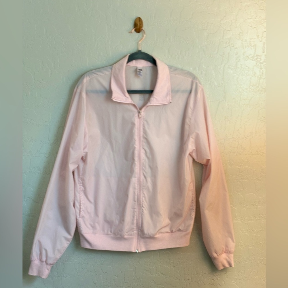 Baby Pink Standard American Athletic Nylon Zip Up Jacket